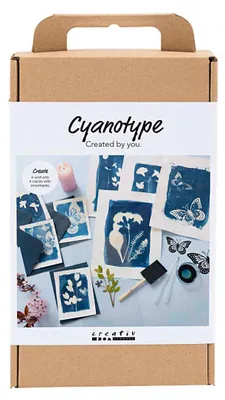 Produktbild von Creativ Company Bastelset Cyanotypie Blau DIY Sonnenlicht Blaupause Set
