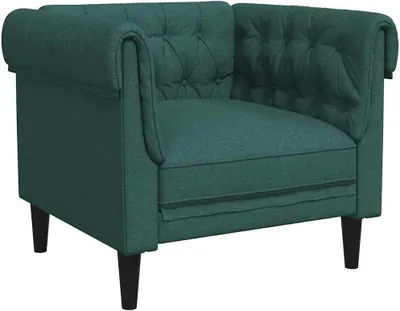Produktbild von Chesterfield-Sessel aus dunkelgrünem Stoff, Möbel, Sofas, 16.4 kg
