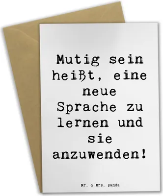 Produktbild von Mr. & Mrs. Panda Klappkarte Spruch Sprachen Lernen und Anwenden - Weiß - Geschenk, Hoffnung, Mutmacher, Glückwunschkarte, Möglichkeiten durch, Zuversicht, Sprache Kultur