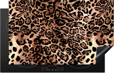 Produktbild von KitchenYeah© Herdabdeckplatte Tiermuster - Leopard - Design - Luxus , 83x51cm, Küche Deko, Glaskeramikkochfeld Herdabdeckung, Abdeckplatte fùr Kochfeld