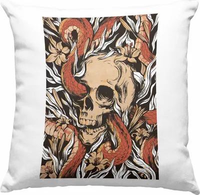 Produktbild von Trendation - Totenkopf Deko-Kissen mit Füllung 40x40 Kaffee Frauen Mädchen Männer Tattoo Geschenk Damen Idee Grafik (Rosa)