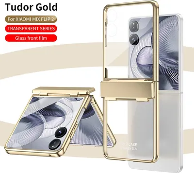 Produktbild von Hülle für Xiaomi Mix Flip 2 Ultradünne Überzug Kristall Klar Schutzhülle mit Scharnierschutz Gold