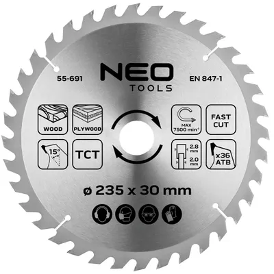 Imagen del producto de Disco de sierra, tipo circular, de 235 x 30 mm, con 36 dientes
