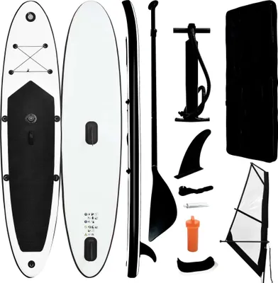 Produktbild von The Living Store Aufblasbares Stand-Up-Paddleboard Set mit Segel Schwarz Weiß