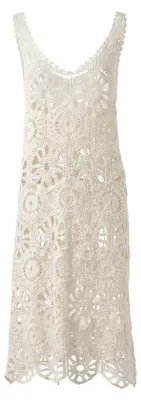 Produktbild von Damen Kleid aus 100% Baumwolle, weiss, Größe M, mit luftiger Lochstickerei und Rundhalsausschnitt