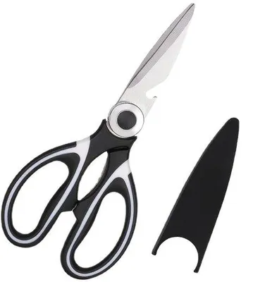 Productafbeelding van Unyqoos® Ergonomische keuken schaar met softgrip handgreep, roestvrijstalen messen van 18/10 staal, antislip handgreep, geschikt voor links- en rechtshandig gebruik, multifunctioneel