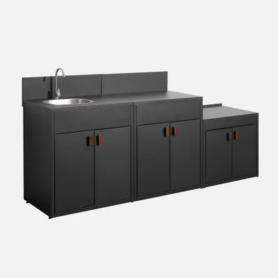 Produktbild von sweeek - Außenküche 3 Module Edelstahl - Schwarz