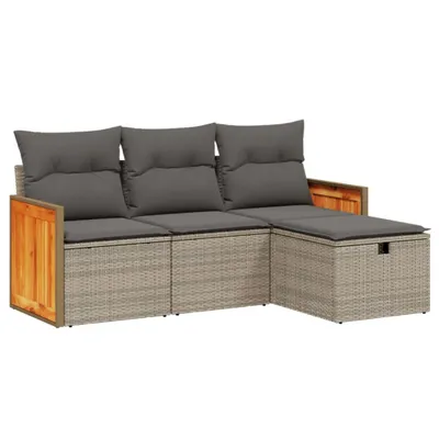 Obrázek produktu pro vidaXL 4dílná zahradní sedací souprava s polštáři Grey Poly Rattan