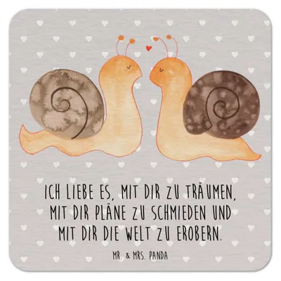 Produktbild von Mr. & Mrs. Panda Tassenuntersetzer Schnecken Liebe 25er Set - Grau Pastell - Geschenk, Tischuntersetzer, Ehe, Bierdeckel, Zukunft, Jahrestag, Paar, Pappuntersetzer