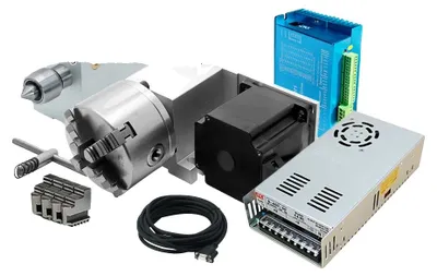 Imagen del producto de Kit de cuarto eje para CNC, con eje ajustable, motor paso a paso de alto par y motor integrado