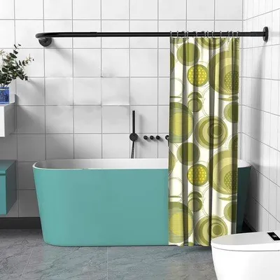 Zdjęcie produktu dla Unyqoos® L-kształtna, regulowana listwa do zasłon prysznicowych o długości 90–130 cm, wykonana ze stali nierdzewnej 304, odporna na korozję, w zestawie pierścienie ze stali nierdzewnej – montaż bez wiercenia lub używania śrub