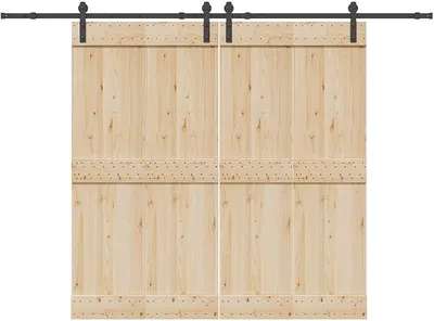 Produktbild von Schiebetürbeschlag-Set 152,5 cm Stahl Schwarz, Schiebetürsystem, Schiebetür Beschlag - 3295779