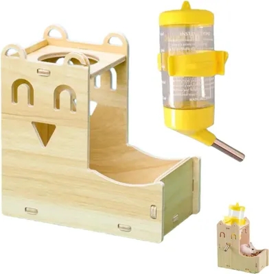 Produktbild von Trinkflasche für Kleintiere, 80 ml, hängend mit Holzständer, für Hamster