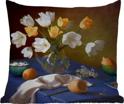 Produktbild von MuchoWow® Outdoor Kissen - Stilleben - Vase - Obst - 50x50 cm - Wetterfest - Lounge Kissen - Komfortabel - Kissen mit Bild
