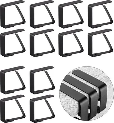 Image de Fixations antidérapantes pour nappes - 12 pièces - Acier inoxydable - 5 x 4 cm - Fixations réglables pour nappes