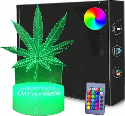 Immagine prodotto di MARIJUANA THC Canapa Lampada da notte LED 3D + TELECOMANDO