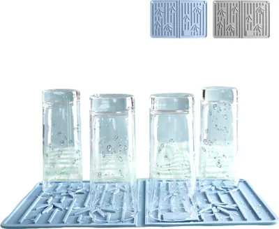 Produktbild von 2er Set 35x23cm Silikon Geschirrtrocknungsmatte, Leicht zu Reinigen, Spülmaschinenfest, Hitzebeständig, Aufsatzschutz, Umweltfreundlich