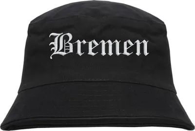 Produktbild von Bremen Fischerhut - Altdeutsch - bestickt -  Bucket Hat Anglerhut Hut Schwarz S/M