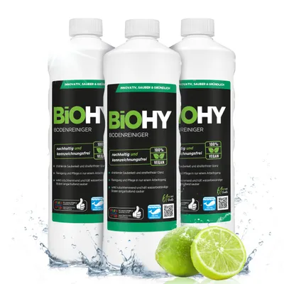 Produktbild von BiOHY Bodenreiniger für Wischroboter mit Orangenduft,  Reiniger, Bodenwischpflege, Nicht schäumender Bodenreiniger – 3er Pack (3 x 1 Liter Flasche)