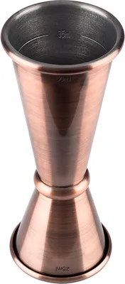 Produktbild von Buddy's Bar - Barmaß, 2,5 cl / 5 cl Doppelmaß, Innenmaße 1,5 cl / 3,5 cl, hochwertiges Barmaß, lebensmittelecht, Jigger zum Abmessen von Zutaten für Cocktails, Kupfer antik