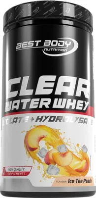 Produktbild von Best Body Nutrition - Clear Water Whey Isolate + Hydrolysate - 450 g Dose, 1 x 450 g Dose, Geschmack: Ice Tea Peach