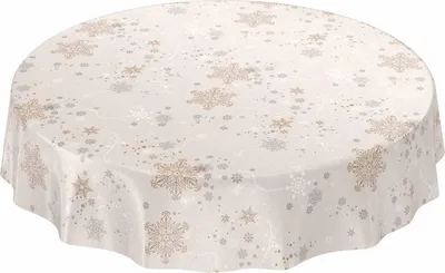 Produktbild von Tischdecke Wachstuch Weihnachten Beige Robust Wasserabweisend Rund 140 cm