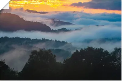 Produktbild von ARTland Poster Bayerischer Wald im Sonnenuntergang Größe: 90x60 cm