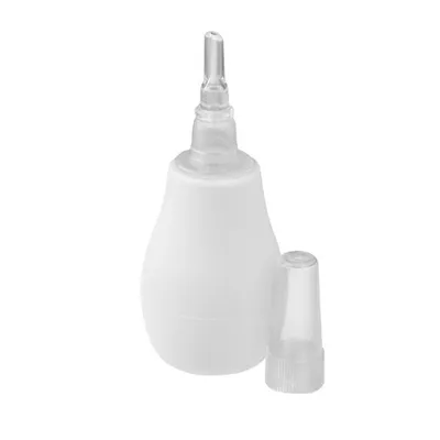 A white baby bath thermometer with a clear tip and a clear cap.