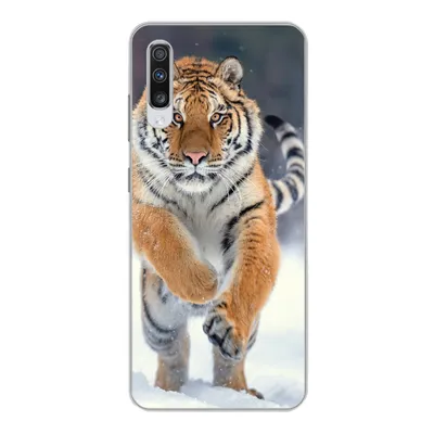 Produktbild von MuchoWow® Handyhülle Schutzhülle Hülle für Samsung Galaxy A70 Tiger - Landschaft - Schnee - Tiere Silikon Softcase Handy Hülle - Schutzhaube