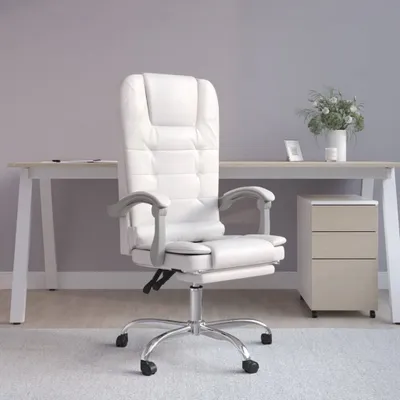 Produktbild von The Living Store Bürostuhl mit Massagefunktion Weiß Kunstleder