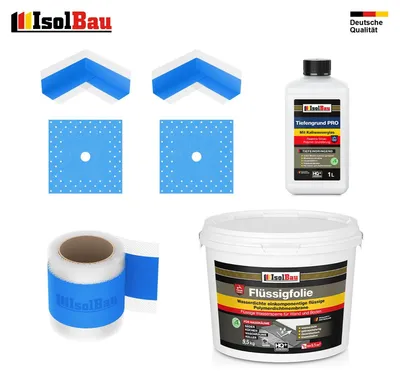 Dichtset Dusche Flüssigfolie 9,5 kg Abdichtset Bad Dichtband Duschelement Set