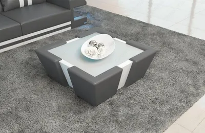 Produktbild von Leder Couchtisch Apollonia – Mit LED Beleuchtung