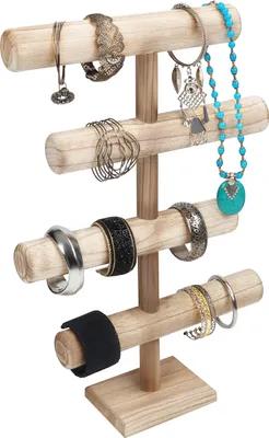Produktbild von Belle Vous 4 Stufen Schmuck Ständer Holz Ketten Aufbewahrung Schmuck Organizer - 48 cm Hoch - Schmuckbaum für Ketten, Armbänder, Uhren, Scrunchies und