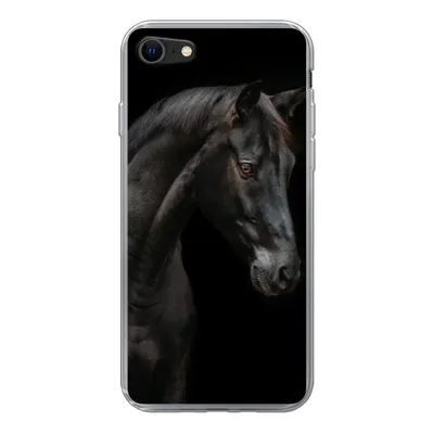 Produktbild von MuchoWow® Handyhülle Schutzhülle Hülle für iPhone 7 Pferd - Tier - Schwarz Silikon Softcase Handy Hülle - Kartenhalter