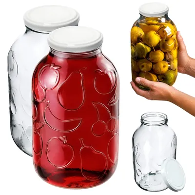 Produktbild von KADAX Weckgläser 5l, Einmachglas zum Einlegen, Einkochgläser für Schraubdeckel, Sturzglas, Marmeladenglas, Vorratsglas, Konservenglas, Rundgläser (Weiß, 2 Stück)