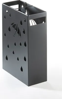 Produktbild von Stojak na parasole Kobolo - UMBRELLA- wykonany z metalu z tacką ociekową- z wycięciami- czarny- kieszonkowy parasol do przedpokoju do poczekalni wejście