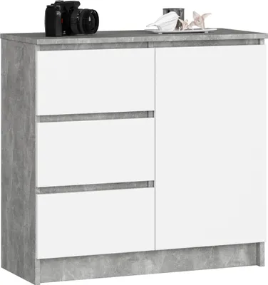 Obrázok produktu pre Komoda 80 cm s 3 zásuvkami a 1 dvierkami, príborník, skriňa, 77 cm vysoká