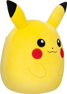A plush toy of the character Pikachu from Pokemon.