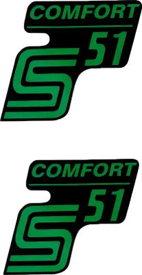 Obrázek produktu pro Schriftzug S51 Comfort Folie / Aufkleber schwarz-grün 2 Stück für Simson S51