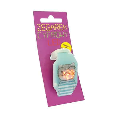 Produktbild von Digitaluhr Katzenmotiv Silikon LED leuchtendes Armband 22,5 x 3,2 x 0,6 cm