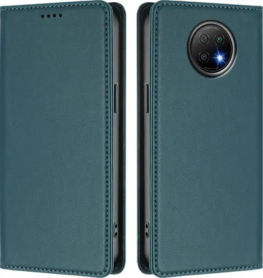 Produktbild von Handyhülle für Xiaomi Redmi Note 9T, Kunstleder Klapphülle Stoßfeste Magnetische Hülle mit Ständer Grün