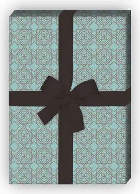 Produktbild von Geometrisches Vintage Geschenkpapier im Retro Design, türkis - G8320, 32 x 48cm
