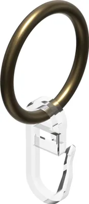 Produktbild von Interdeco Gardinenringe / Rundringe mit Faltenhaken für Gardinenstangen mit 16 mm Ø Messing Antik, Pack. 10 Stück