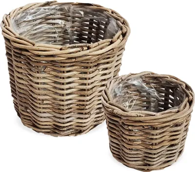 Produktbild von Pflanzschalen 2er Set in Ø 40 x 36 cm & Ø 50 x 46 cm aus Rattan
