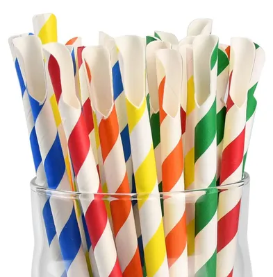 Produktbild von Einweg Papier Löffel Strohhalme 200 Stück Mehrfarbig 20 x 0,8 cm