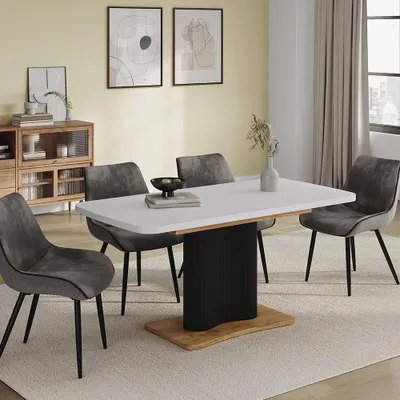 Image de Table de salle à manger Vicco Fenaro Chêne blanc/force de l'or 120x80cm extensible, Model 58011
