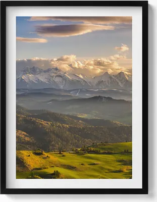 Produktbild von Pieniny-Hochgipfel– Wandbild mit Rahmen – Gerahmtes Bild  – Wanddekoration – 60x80 cm –  Schwarz Rahmen