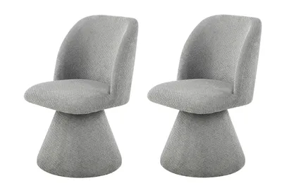 Produktbild von Hela Tische, 2er SET Esszimmerstuhl Sessel Bari - Bezug Webstoff Grau (), Rücken gebogen - 360° drehbar - gepolsterter KEGELFUSS (Metall)