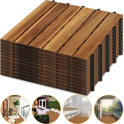 Obrázok produktu pre TolleTour drevená dlažba z agátového dreva balkónová dlažba záhradná dlažba terasová dlažba, 30x30cm, 4m², 6 lamiel, ľahká pokládka (44 kusov)