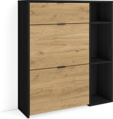 Produktbild von Schuhregal, Schuhschrank, 90x27x102cm, 10 Paar Schuhe, Schuh Organizer, Schwarz Eiche